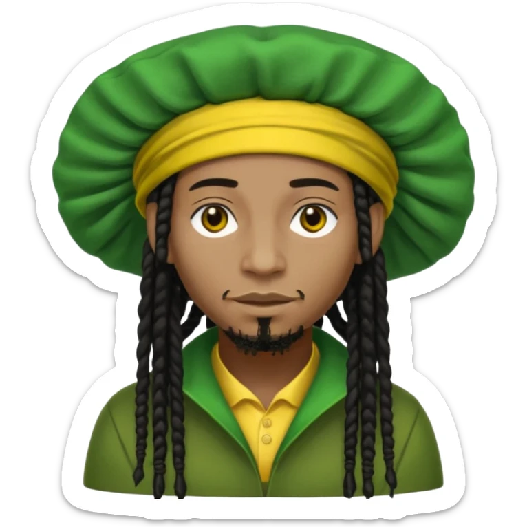 Jamaican dreads with a Jamaican bonnet no person just the hair sticker
