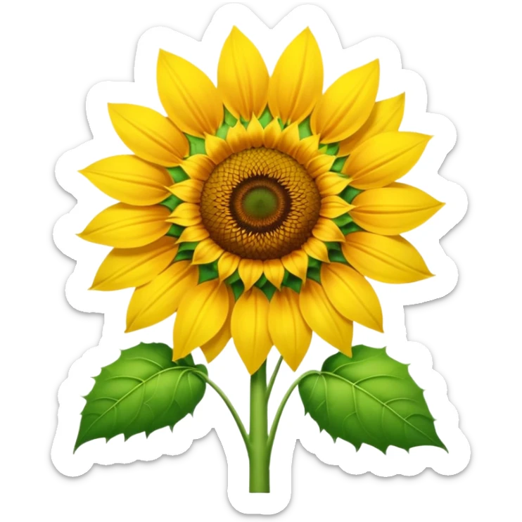 A bright, realistic sunflower with vivid yellow petals and a detailed center. The stem is extremely long, thin, and vibrant green, stretching vertically and occupying most of the image. Natural style, soft lighting, simple background to highlight the flower’s tall, slender shape. sticker