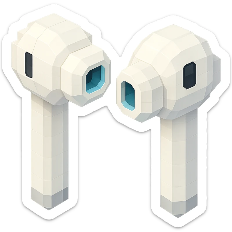 white EarPods headphones with a futuristic look sticker