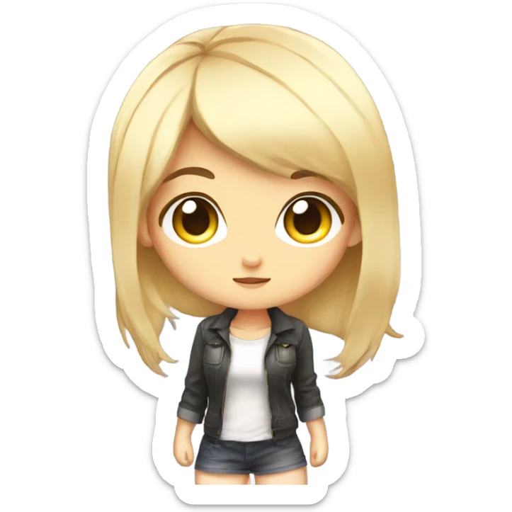 create an emoji of a chibi anime girl style who play videogames sticker