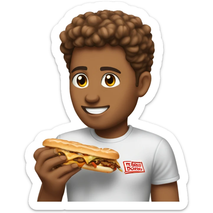 tyler my boyfriend eating in n out cheeburgers while also stuffing dominos pizza sticker