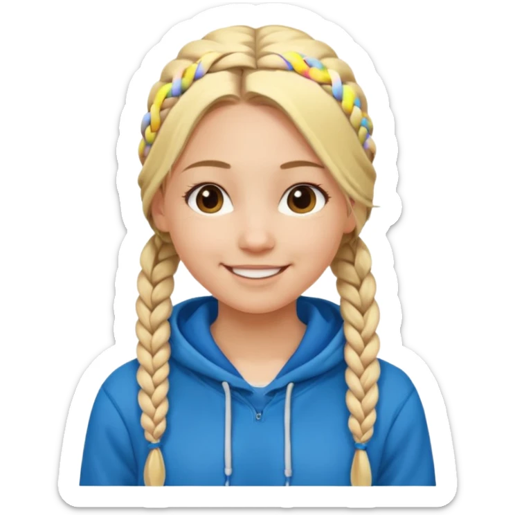hoodie cover hair blonde girl with braided hair sticker