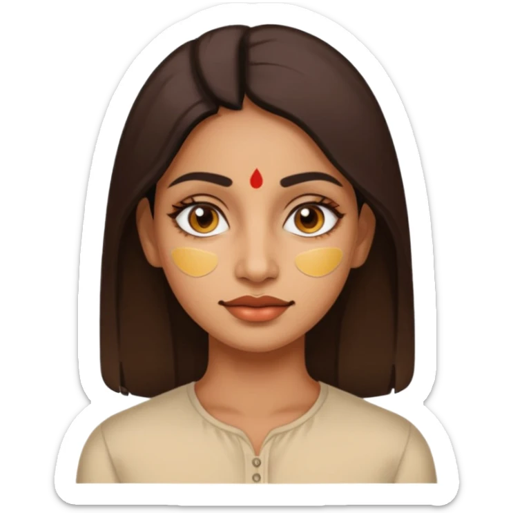 make an emoticon of a woman that has gel-like under eye patches of skincare of transparent color and make the woman slighlty indian, please remove the earrings anf the bindi  sticker