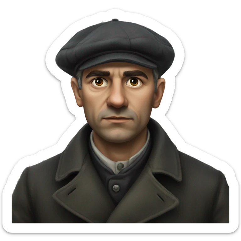 peasant in a pea coat during the 1917 revolution in russia photorealistic serious sticker
