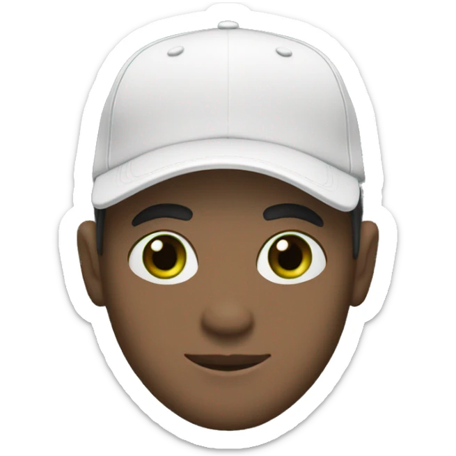 Green eyes white male wearing a black t-shirt & black baseball cap  sticker