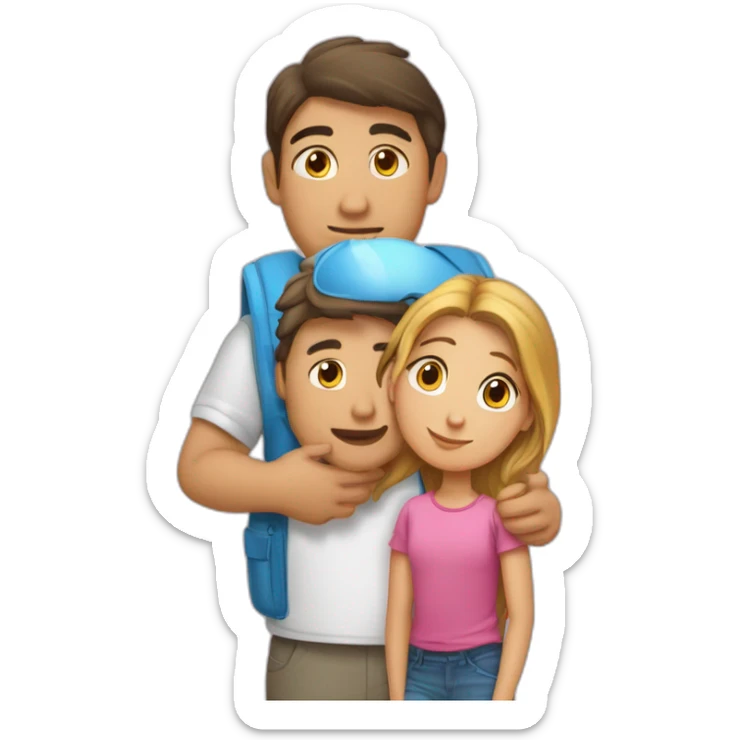 un garçon qui fait un bisous sur le front d’une fille sticker