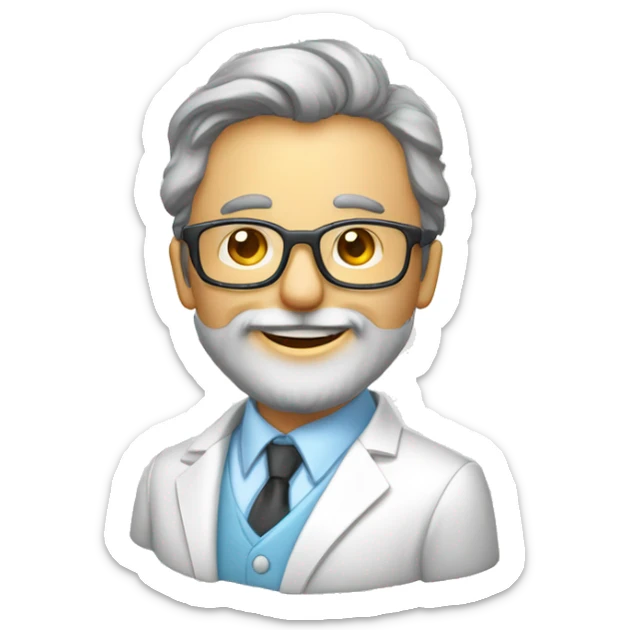 profesor de física y química sin corbata con barba y gafas sonriendo sticker