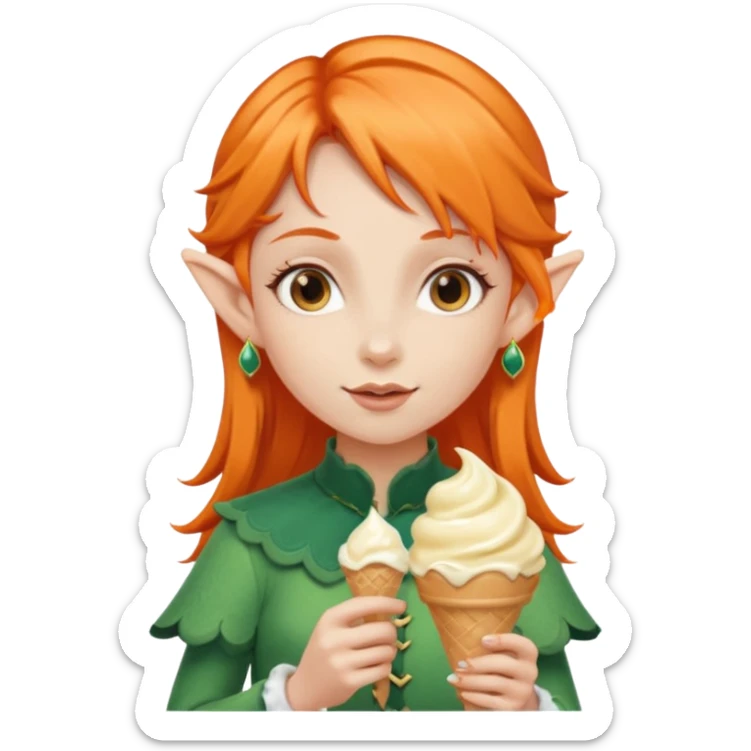 
a girl elf in orange hair with vanilla ice cream




 sticker