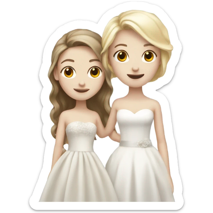 pale girl with brown hair marrying blonde girl sticker