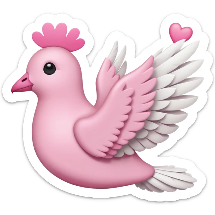 a minimalist emoji of a pink peace dove with pink hearts around it sticker