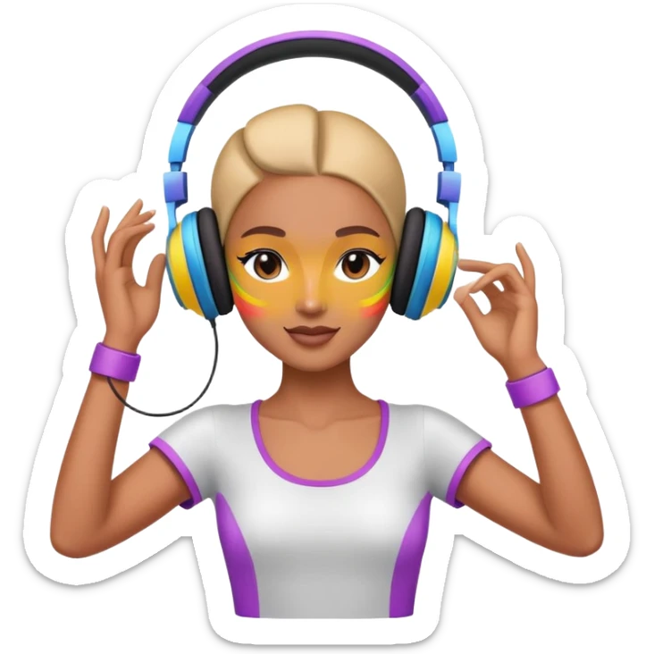 Colorful dancing figure with headphones for 'Beauty and a Beat' sticker