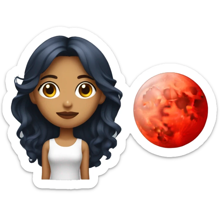 Chica dominicana con un lunar en el medio de la nariz y cabello rojo cobrizo sticker