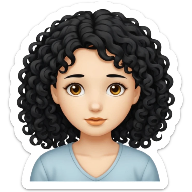 Faça uma garota zombeteiro de cabelo cacheado preto e uma mecha descolorido do lado esquerdo sticker