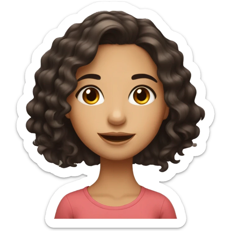 cute latina girl with wavy mid length dark hair brown eyes sticker