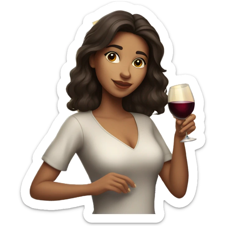 Medium-haired Brunette Latina Girl near the moon with wineglass in hand sticker