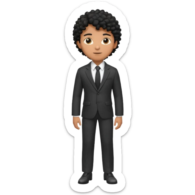 Young man, brown skin, black curly hair, tailored trousers, suit jacket, and tie

 sticker
