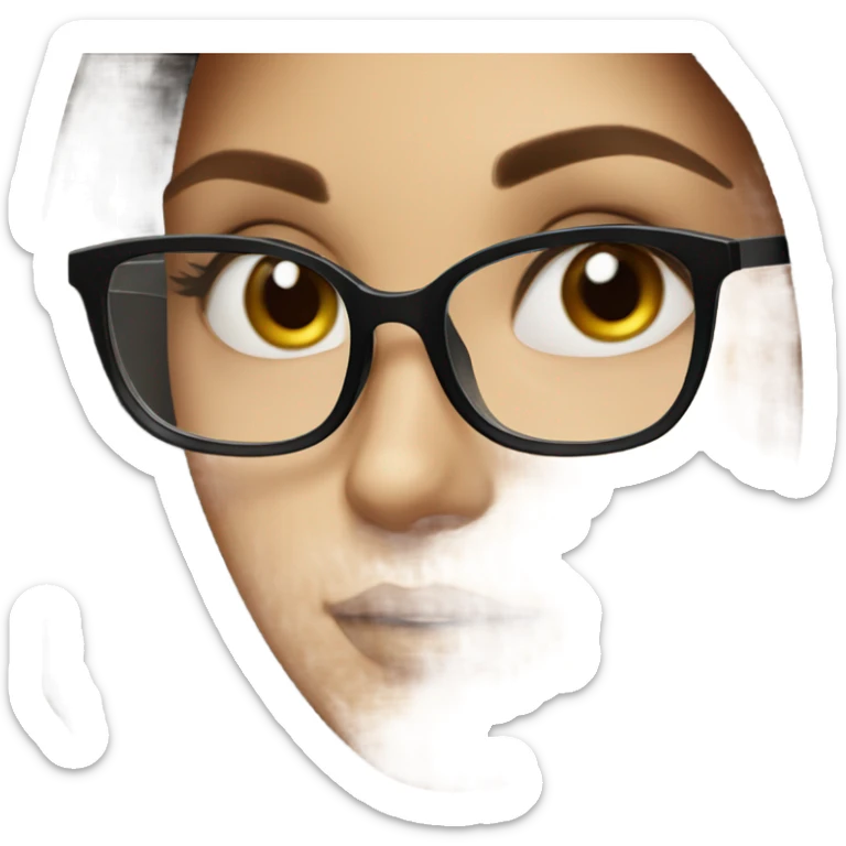 Beautiful Russian girl black eyes very long dark brown hair and glasses sticker