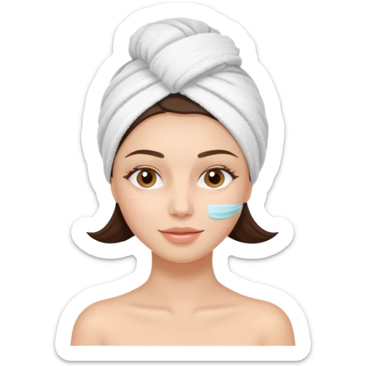 girl brunette getting a facial by a cosmetic esthetician sticker