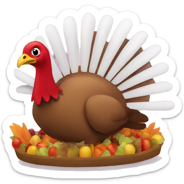 A parade float in the shape of a turkey sticker