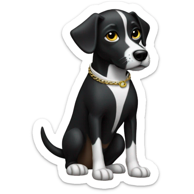 Black dog white face in New York gang outfit sticker