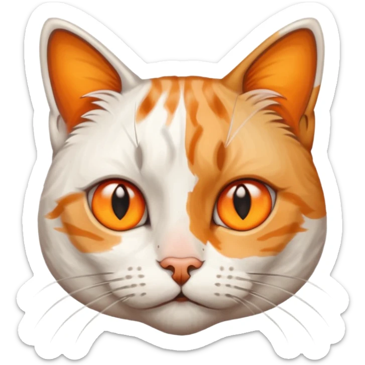 Mix of white and tabby cat with orange smudge on the nose looks at you curiously but also disapprovingly sticker
