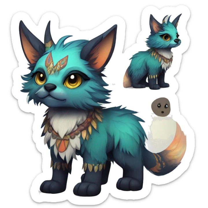 cute Kawaii edgy fantasy animal fursona Fionbri creature by griffsnuff & LiLaiRa & Falvie with exotic colors full body sticker