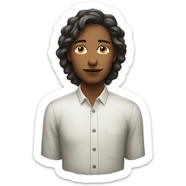 Portrait of a person which does neither looks male nor female, but inbetween sticker