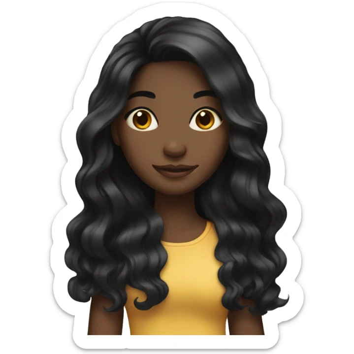 Long black hair black girl sticker