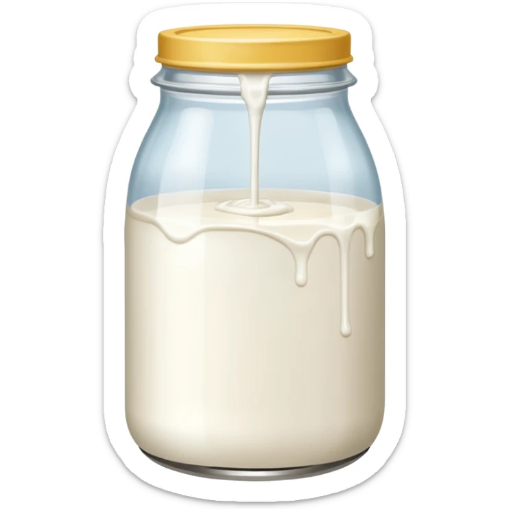 a jar of milk but the top is sticky and its dripping but theres no lit, and also no straw sticker