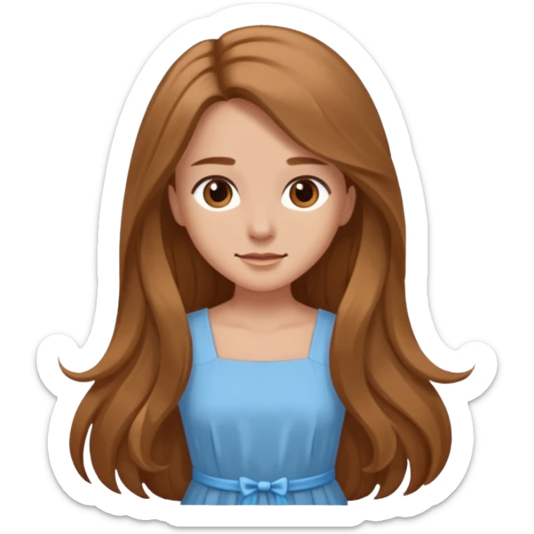 GloomyKassie light brown long hair, brown eyes, light blue dress sticker