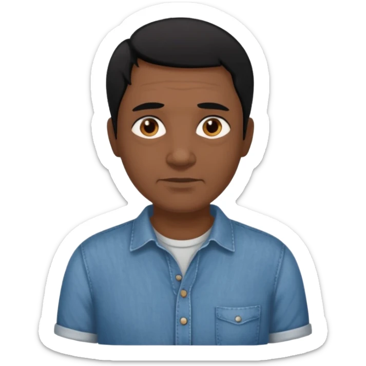 great job, now i would like a middle aged dark brown person with black hair on head in casual shirt ( make him darker in complexion and add some age sticker