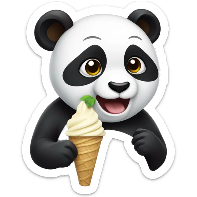 Panda eating ice cream sticker