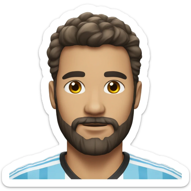 Una persona con camiseta  de argentina  con barba y una corona futbolista pelo negro sticker