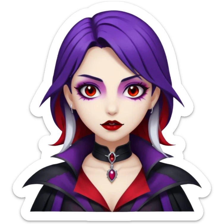 Beautiful ethereal Gorgeous Vampiric Edgy Anime Lady With Black red White Purple  sticker