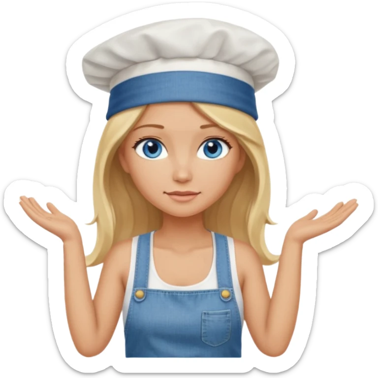 Sexy Full body 
Long Blonde hair blue eyed female chef arms folded wearing tank top and denim shorts and chef hat arms folded sticker