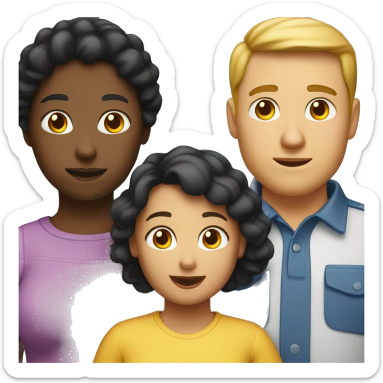 a family, 1_fat_white_man, 1_black_fat_woman, with 1_black_fat_5years_old_girl sticker