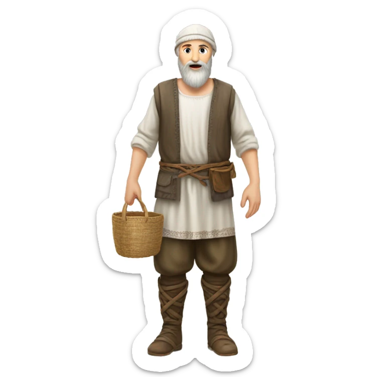 photorealistic white slavic peasant with beard full body, Slavic ethnic clothing sticker