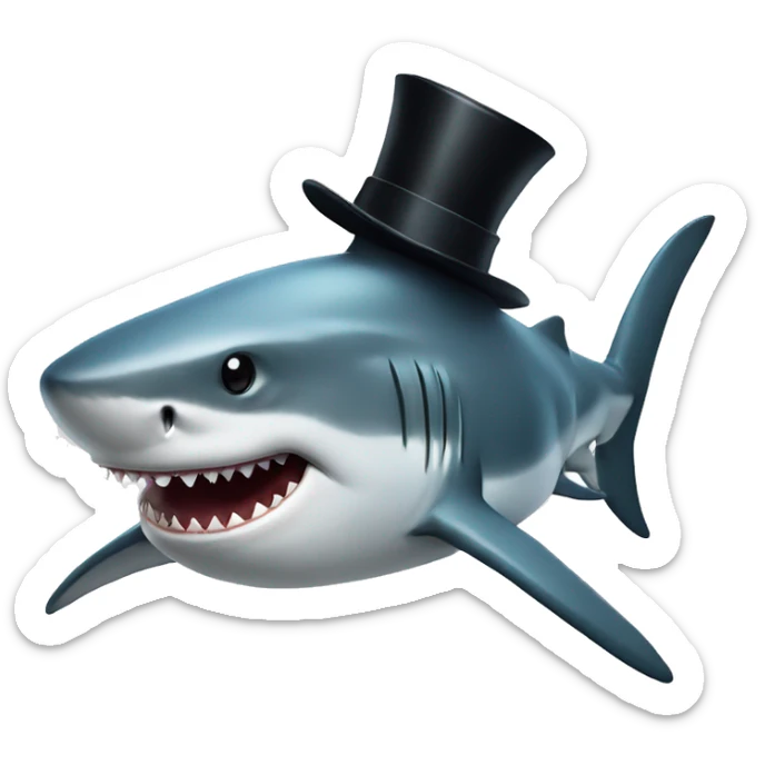 Shark with a top hat sticker