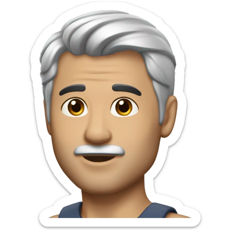 memoji of andrew huberman muscular silver hair, v neck sticker