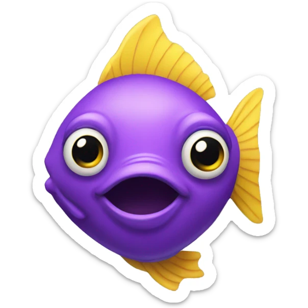 Yellow and purple fish  sticker