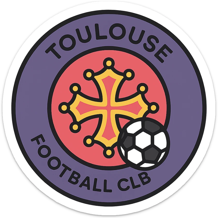 Toulouse club football logo as a modern icon, clean lines, simple shapes, minimal color palette, easily recognizable, suitable for app or web use sticker