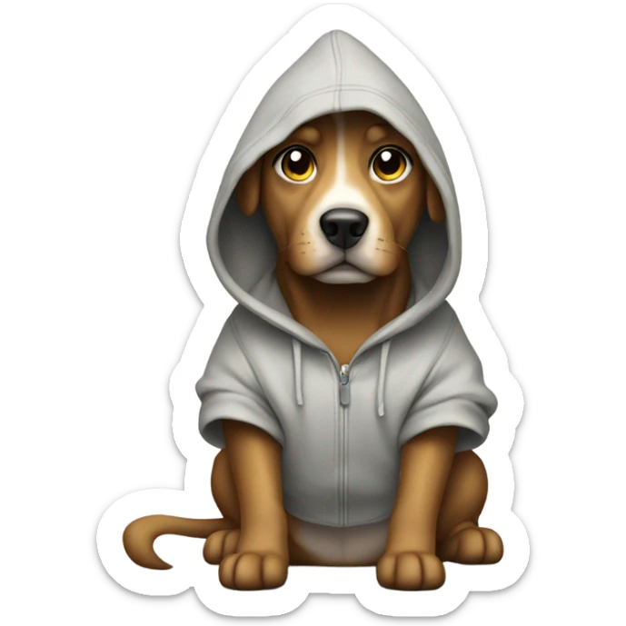 Dog wearing a hoodie sticker