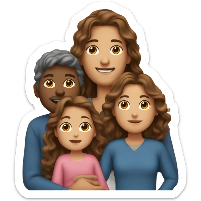 long brown wavy hair girlWith husband and two baby boys sticker