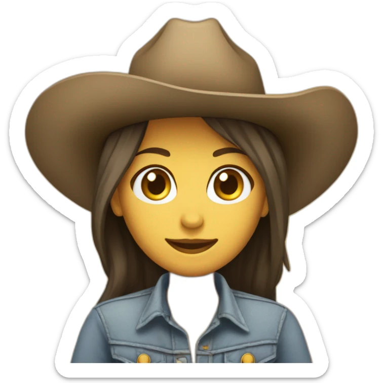 Crea un emoji de una cara DE UNA chica con sombrero de vaquero  sticker