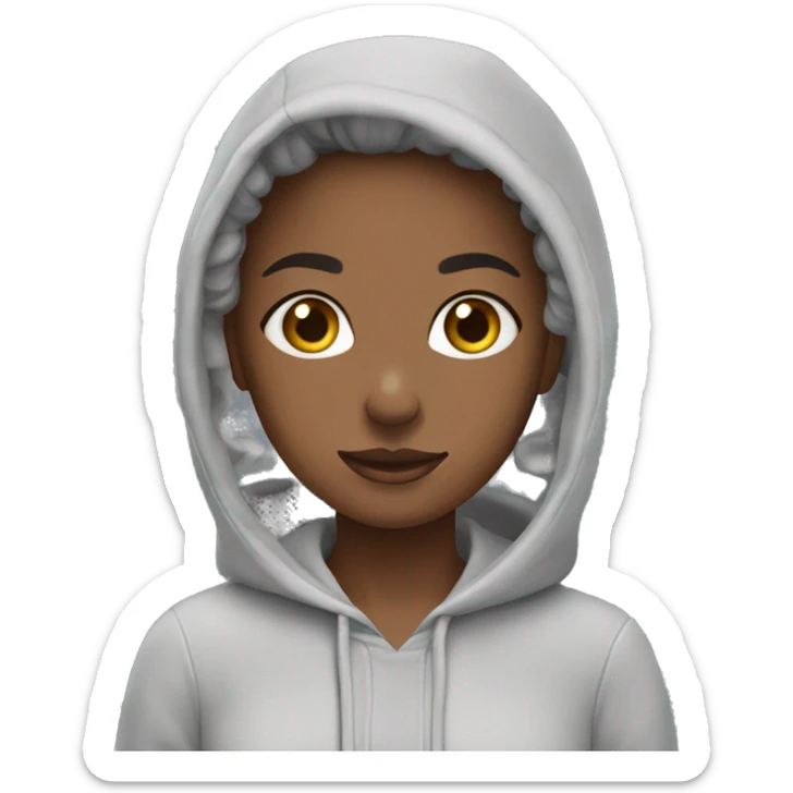 A girl wearing With wavy hair, wearing a hoodie ￼￼ sticker