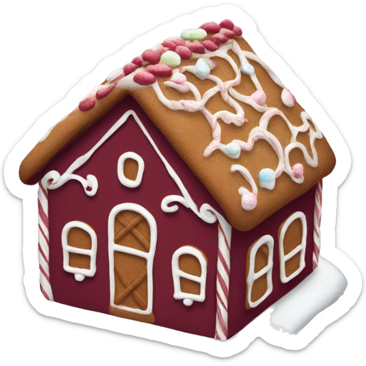Burgundy gingerbread house sticker