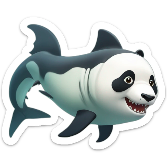 Un panda portant une tortue portant un poisson portant un requin portant un megaldon et portant une humaine sticker
