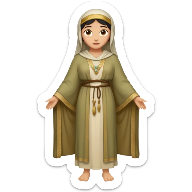fullbody Jerusalem woman in 1st-century Middle Eastern attire, robe and head covering, no religious or Christian symbols sticker
