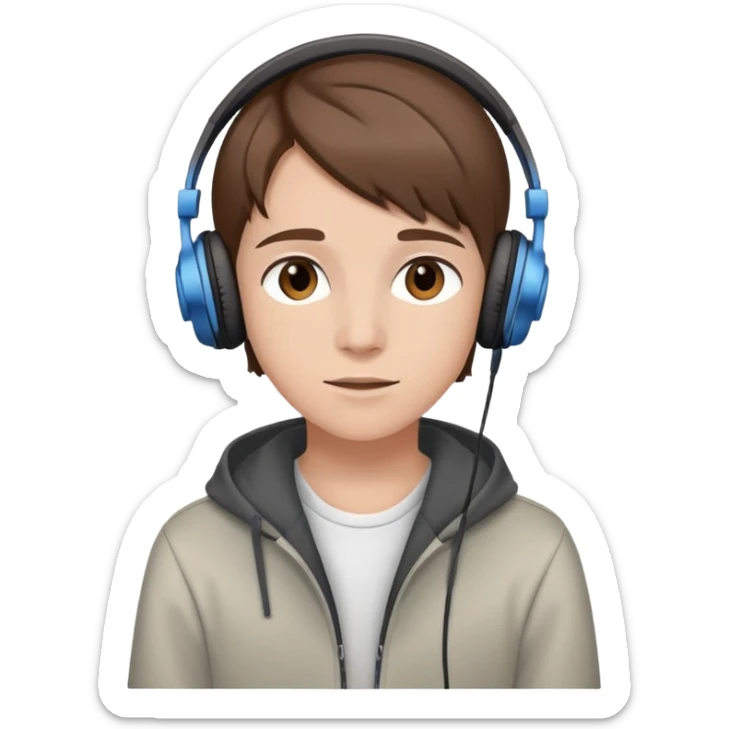 teenager with headphones listening to music sticker