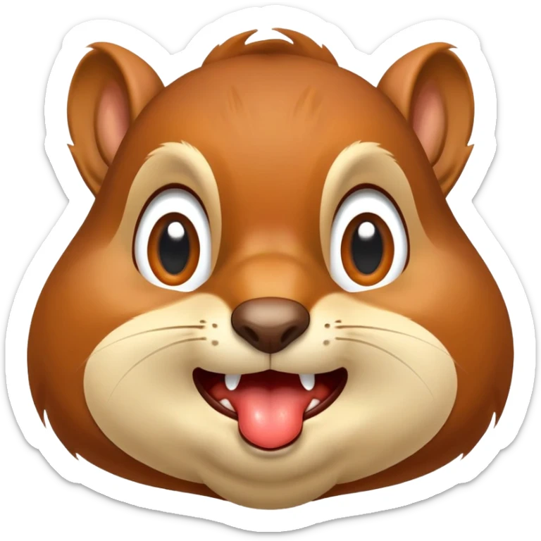 Close-up of squirrel face with exaggerated drool dripping from mouth, very hungry expression, saliva clearly visible sticker